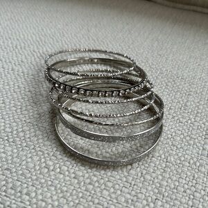 Silver Bohemian Textured Bracelets Set